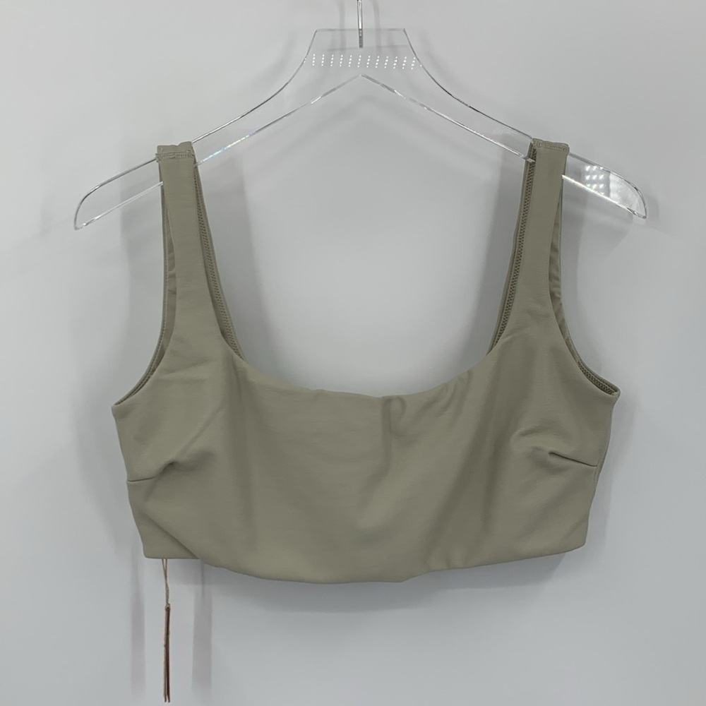 Skims faux leather bra top bralette scoop neck cropped tan taupe new X-Large XL